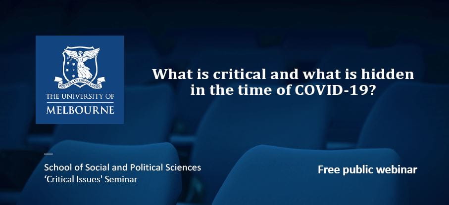 School of Social and Political Sciences ‘Critical Issues' Seminar free public webinar